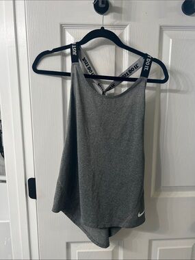 Nike Dri-FIT Just Do It Strappy Cross Back Tank Top Gray M